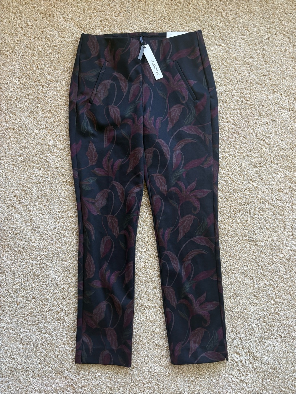 Chicos So Slimming 360 Juliet Ankle Pants 00R US 2R Floral Orchid Leaf